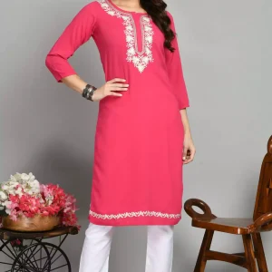 Pink Zari Work Kashmiri Kurti